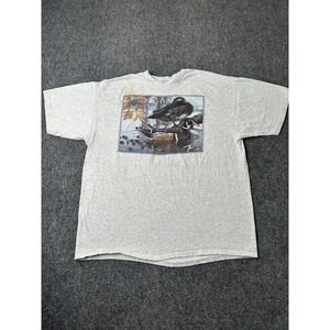Mens T Shirt Ducks Unlimited Duck Hunting Graphic Gray USA, Size XL